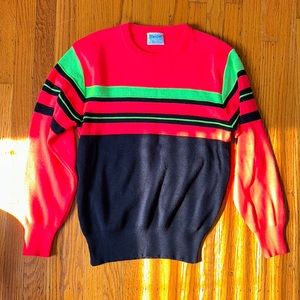 Meister Neon and Black Striped Sweater - Size Small